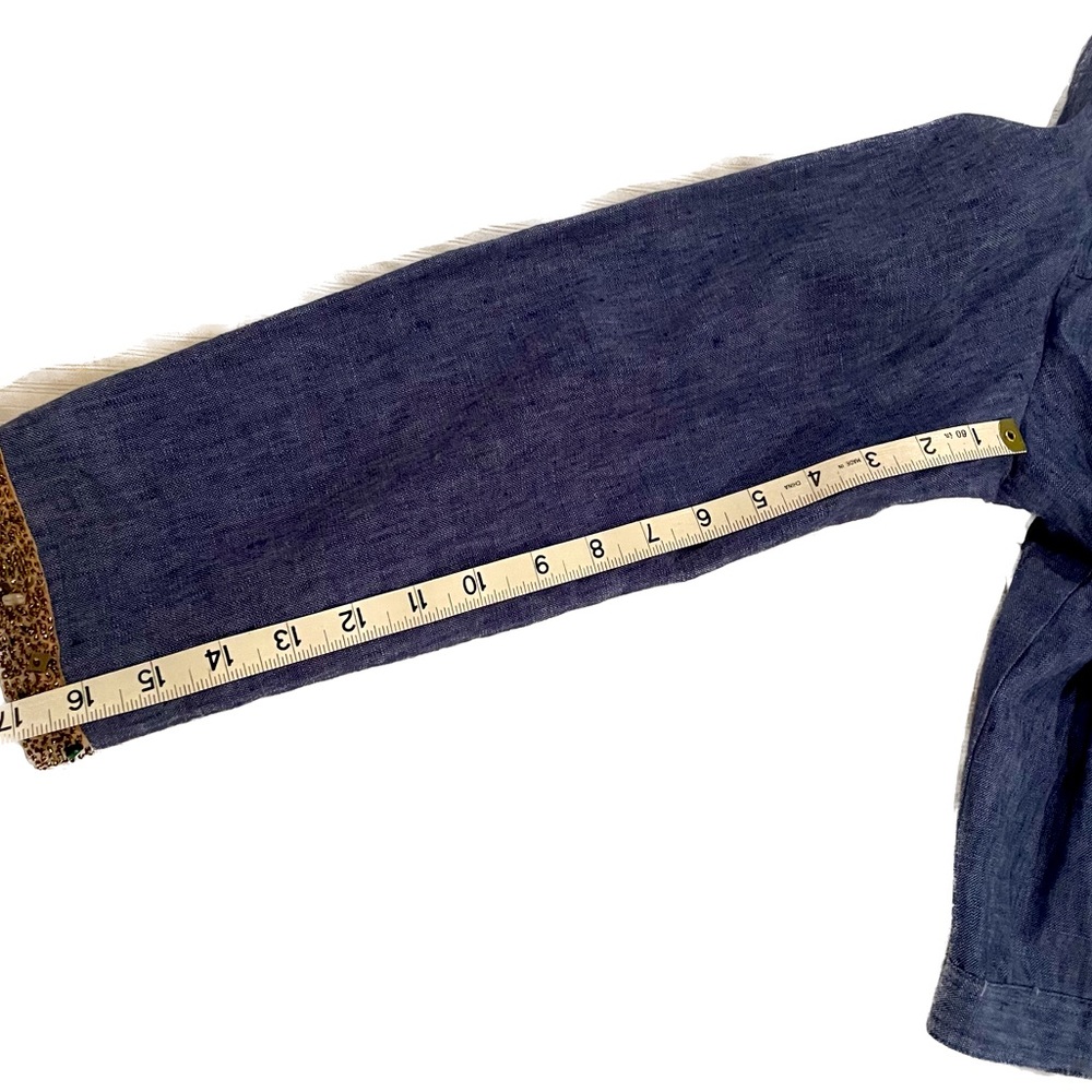 Beaded Linen Denim Jacket - Picture 6 of 8